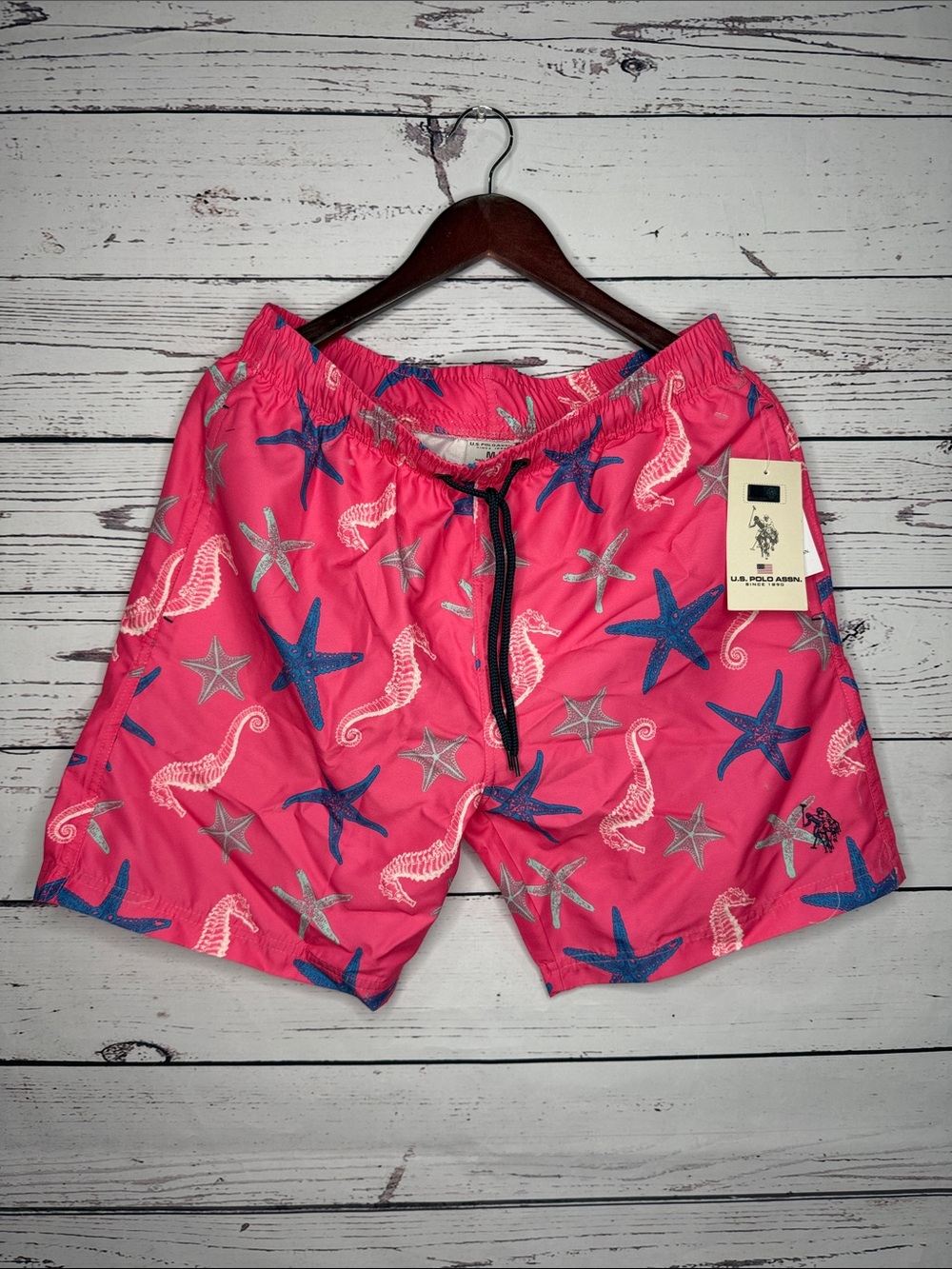 U.S. Polo Assn. Pink Seahorse & Starfish Swim  Men’s Shorts NWT